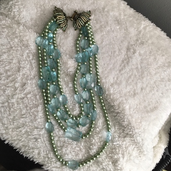 Heidi Daus Facetted Aqua Glass & Pearls Necklace - Picture 9 of 13